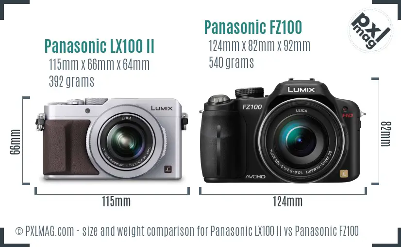 Panasonic LX100 II vs Panasonic FZ100 size comparison