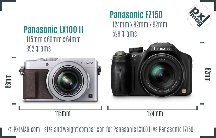 Panasonic LX100 II vs Panasonic FZ150 size comparison