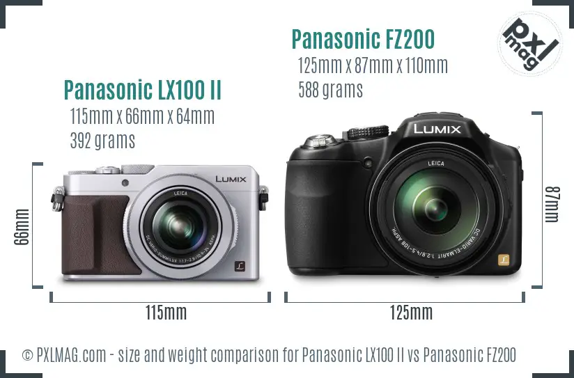Panasonic LX100 II vs Panasonic FZ200 size comparison