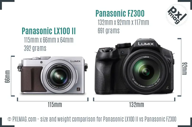 Panasonic LX100 II vs Panasonic FZ300 size comparison