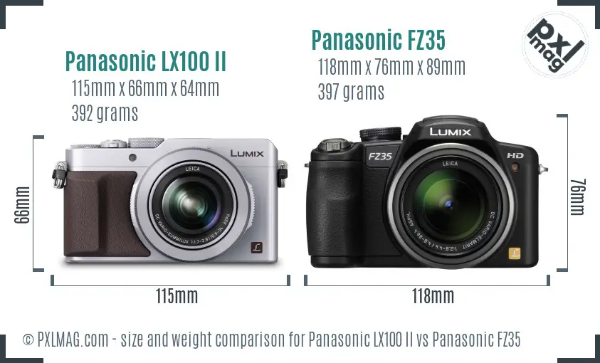 Panasonic LX100 II vs Panasonic FZ35 size comparison