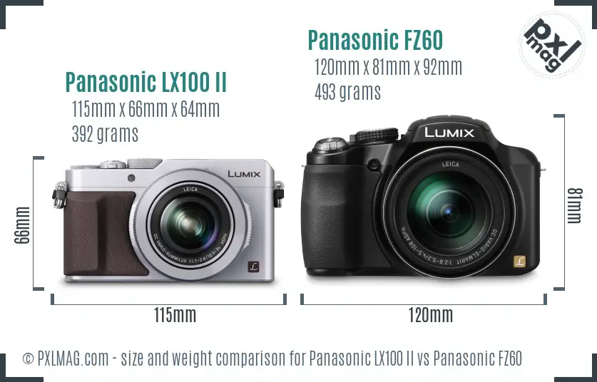 Panasonic LX100 II vs Panasonic FZ60 size comparison