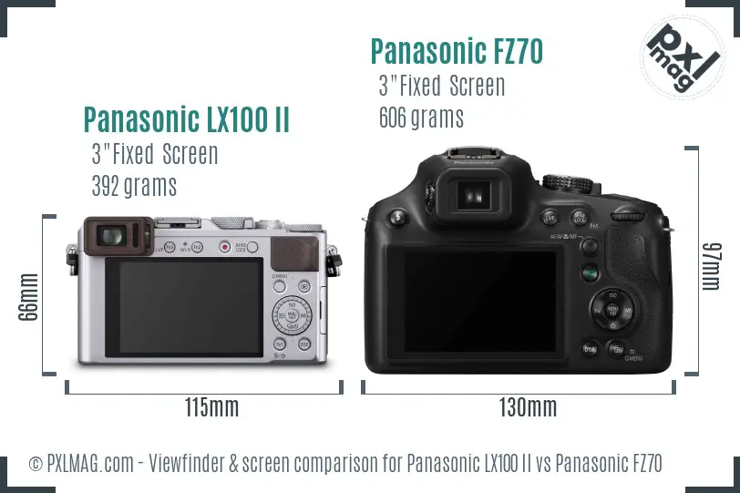 Panasonic LX100 II vs Panasonic FZ70 Screen and Viewfinder comparison Panasonic LX100 II vs Panasonic FZ70 Screen and Viewfinder comparison