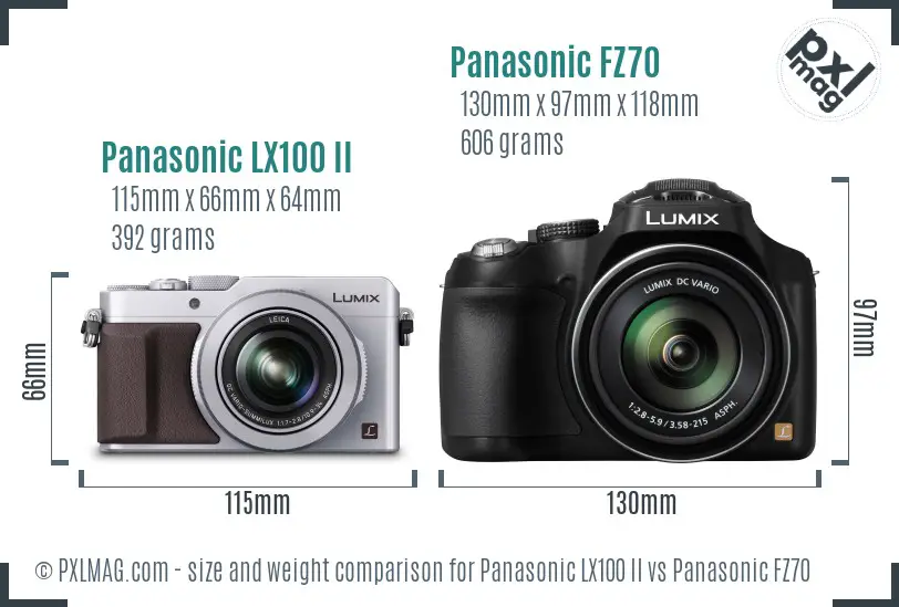 Panasonic LX100 II vs Panasonic FZ70 size comparison Panasonic LX100 II vs Panasonic FZ70 size comparison