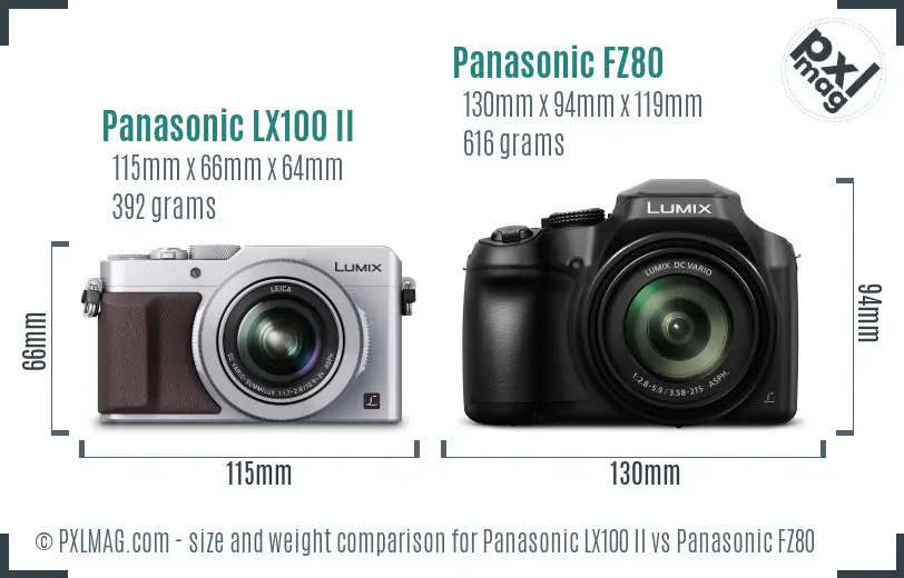 Panasonic LX100 II vs Panasonic FZ80 size comparison