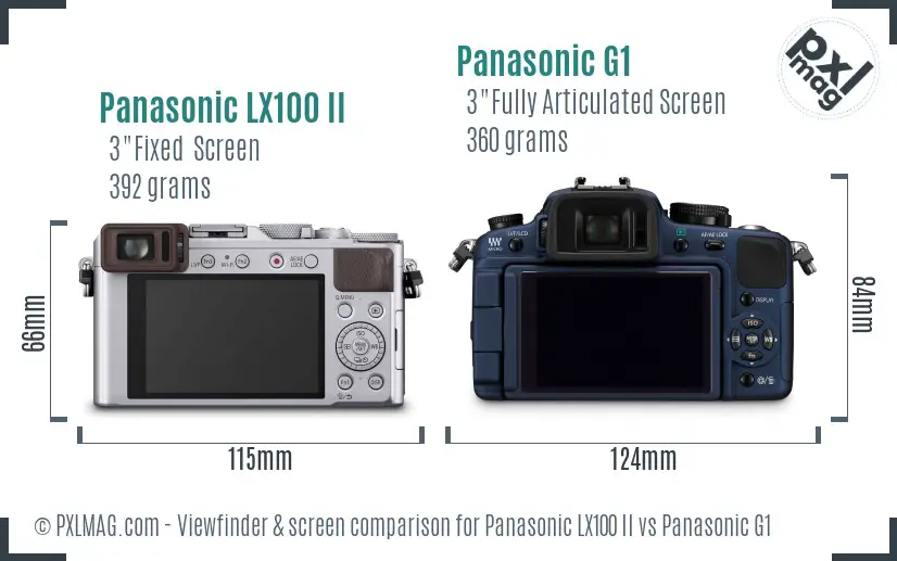 Panasonic LX100 II vs Panasonic G1 Screen and Viewfinder comparison
