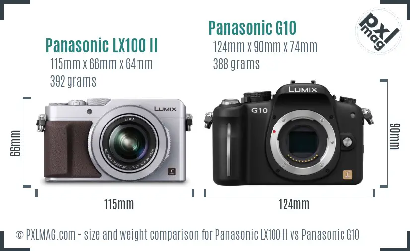 Panasonic LX100 II vs Panasonic G10 size comparison