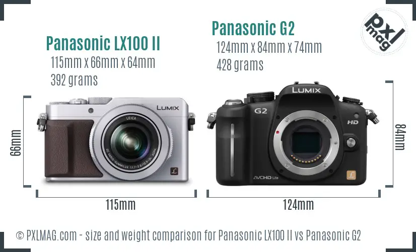 Panasonic LX100 II vs Panasonic G2 size comparison