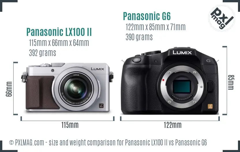 Panasonic LX100 II vs Panasonic G6 size comparison