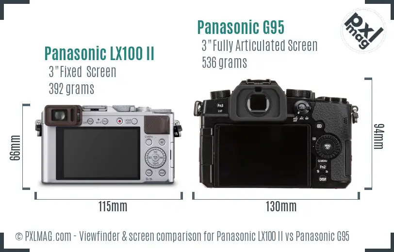 Panasonic LX100 II vs Panasonic G95 Screen and Viewfinder comparison