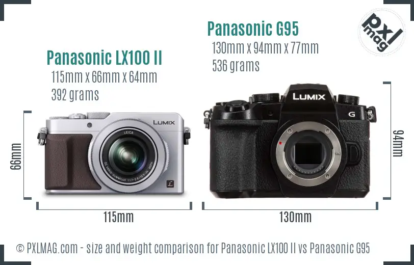 Panasonic LX100 II vs Panasonic G95 size comparison