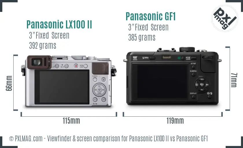 Panasonic LX100 II vs Panasonic GF1 Screen and Viewfinder comparison Panasonic LX100 II vs Panasonic GF1 Screen and Viewfinder comparison