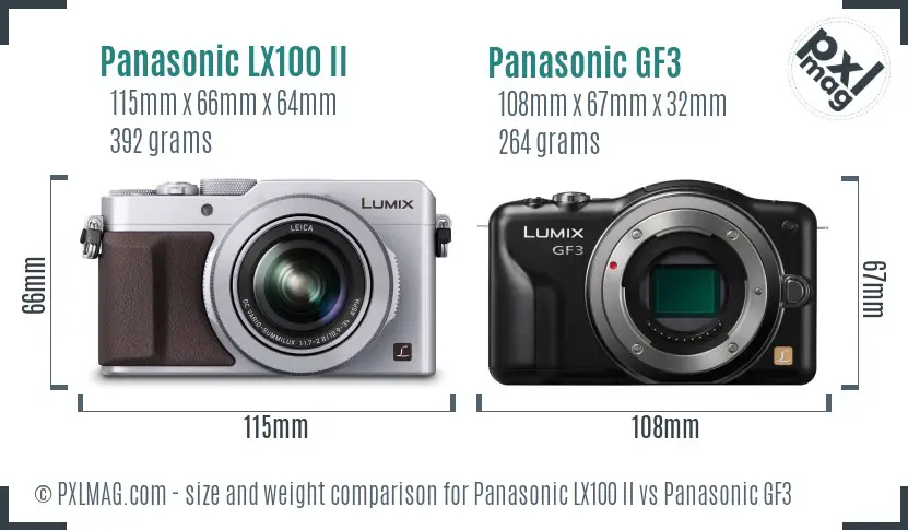 Panasonic LX100 II vs Panasonic GF3 size comparison