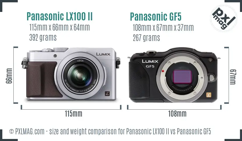 Panasonic LX100 II vs Panasonic GF5 size comparison