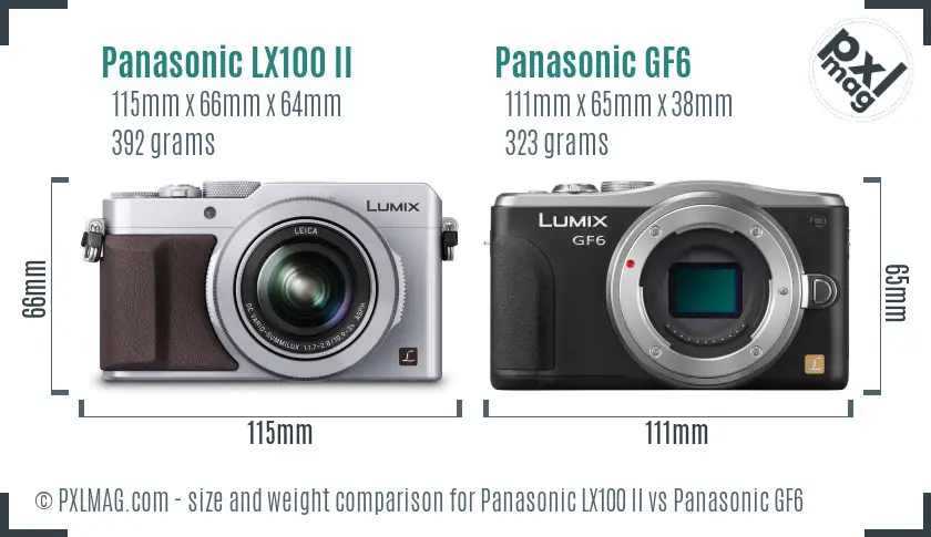 Panasonic LX100 II vs Panasonic GF6 size comparison