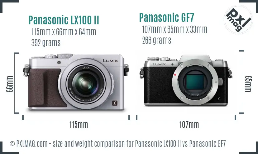 Panasonic LX100 II vs Panasonic GF7 size comparison