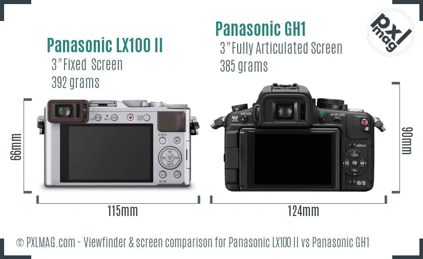 Panasonic LX100 II vs Panasonic GH1 Screen and Viewfinder comparison