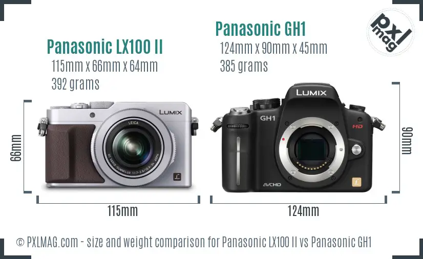 Panasonic LX100 II vs Panasonic GH1 size comparison