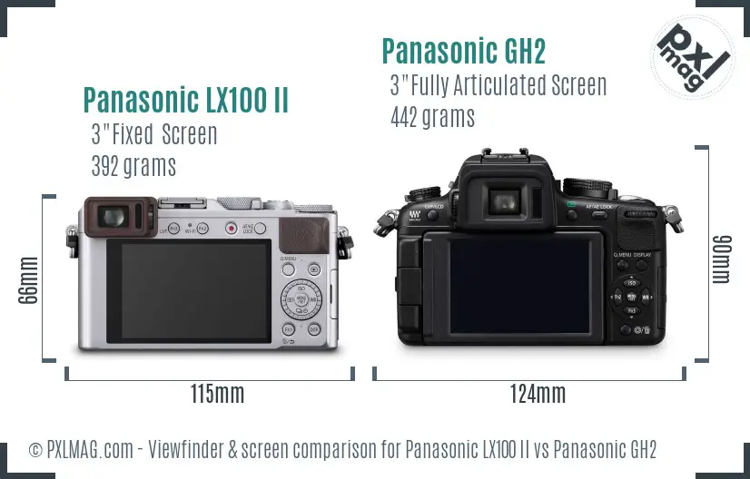 Panasonic LX100 II vs Panasonic GH2 Screen and Viewfinder comparison