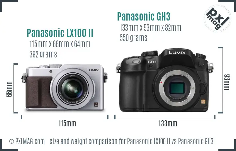 Panasonic LX100 II vs Panasonic GH3 size comparison Panasonic LX100 II vs Panasonic GH3 size comparison
