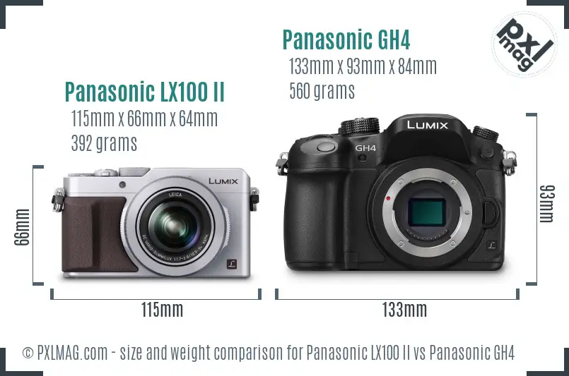Panasonic LX100 II vs Panasonic GH4 size comparison Panasonic LX100 II vs Panasonic GH4 size comparison