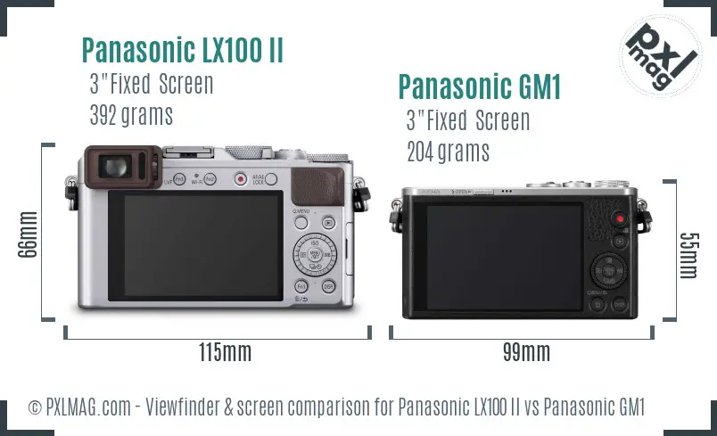 Panasonic LX100 II vs Panasonic GM1 Screen and Viewfinder comparison