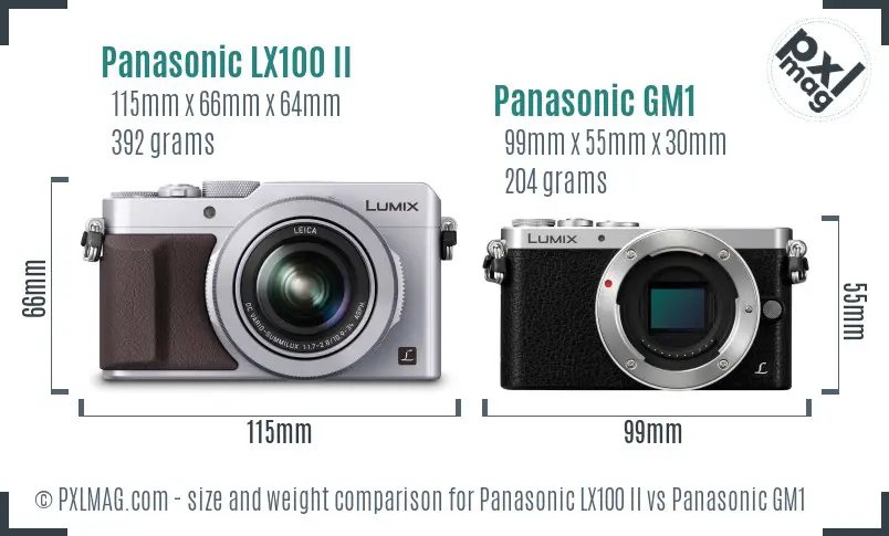 Panasonic LX100 II vs Panasonic GM1 size comparison