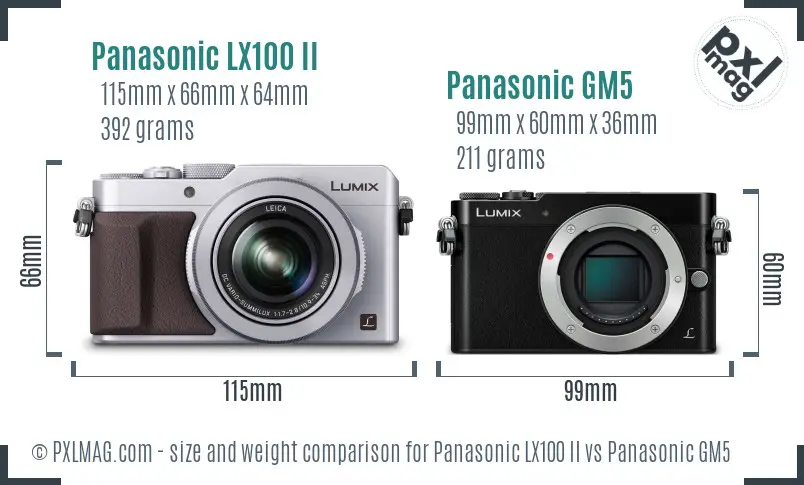Panasonic LX100 II vs Panasonic GM5 size comparison