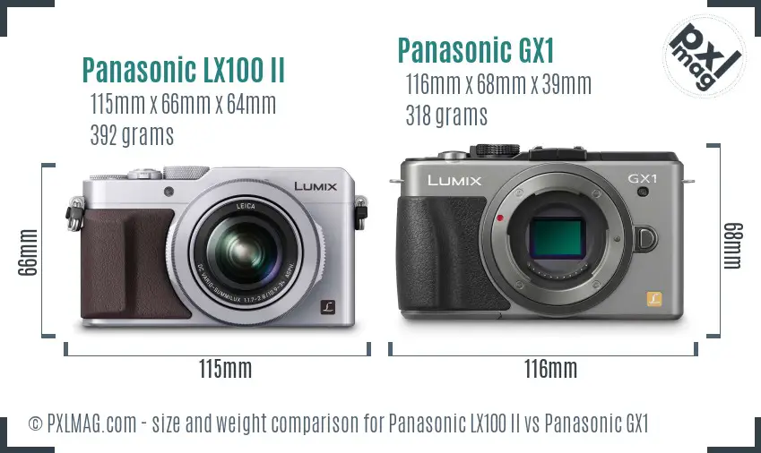 Panasonic LX100 II vs Panasonic GX1 size comparison