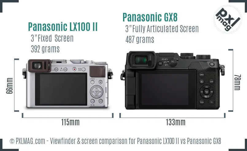 Panasonic LX100 II vs Panasonic GX8 Screen and Viewfinder comparison