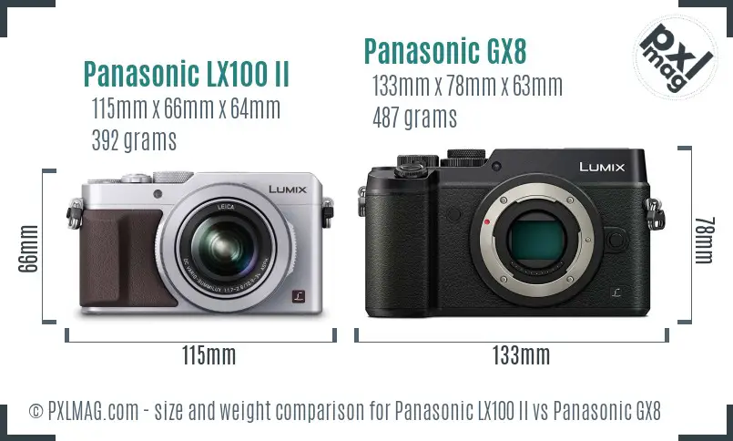 Panasonic LX100 II vs Panasonic GX8 size comparison