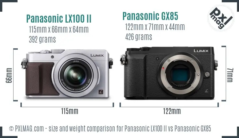 Panasonic LX100 II vs Panasonic GX85 size comparison