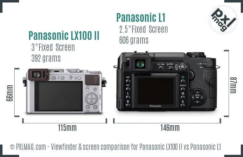 Panasonic LX100 II vs Panasonic L1 Screen and Viewfinder comparison