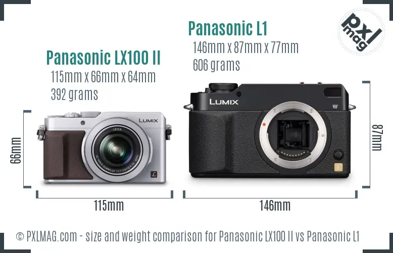 Panasonic LX100 II vs Panasonic L1 size comparison