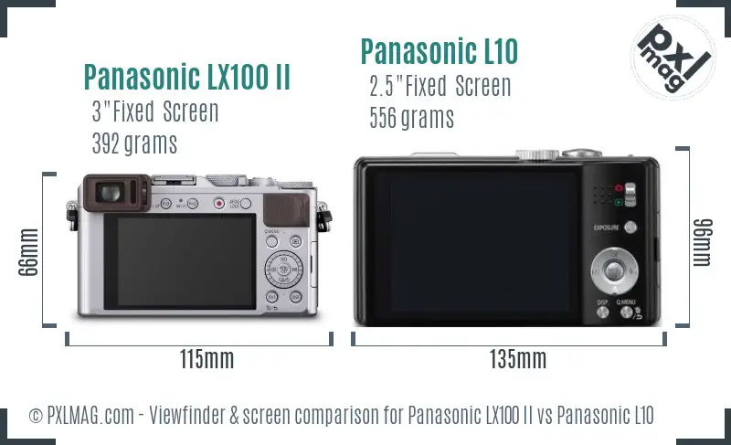 Panasonic LX100 II vs Panasonic L10 Screen and Viewfinder comparison