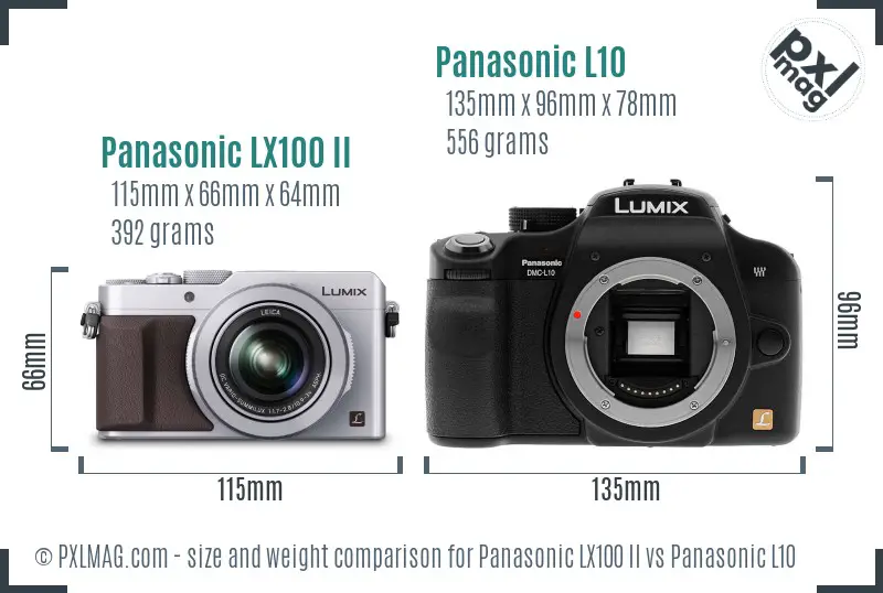 Panasonic LX100 II vs Panasonic L10 size comparison