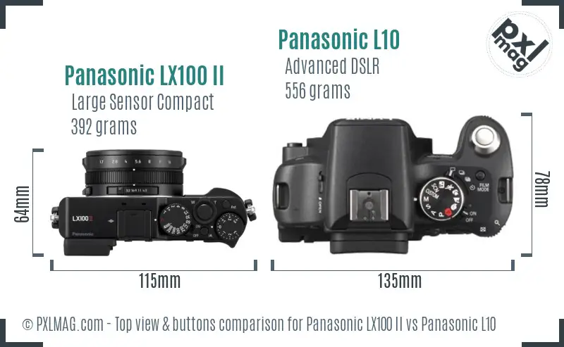 Panasonic LX100 II vs Panasonic L10 top view buttons comparison