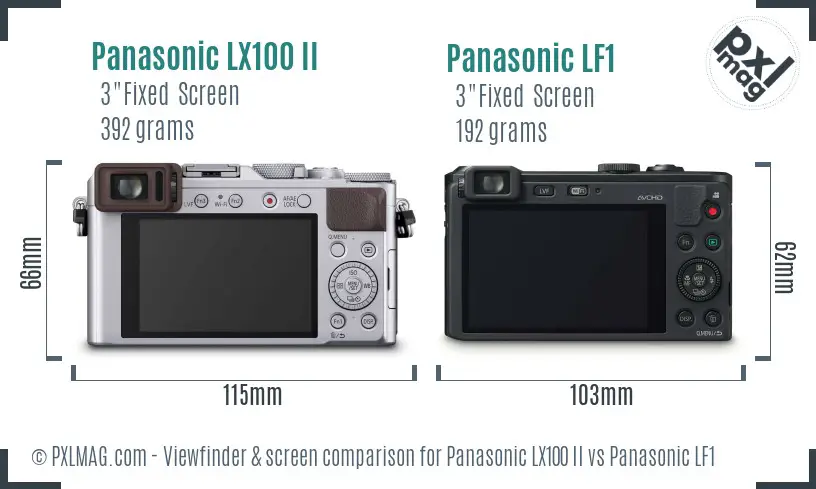 Panasonic LX100 II vs Panasonic LF1 Screen and Viewfinder comparison