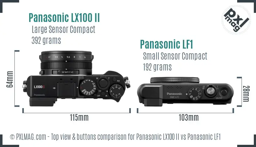 Panasonic LX100 II vs Panasonic LF1 top view buttons comparison