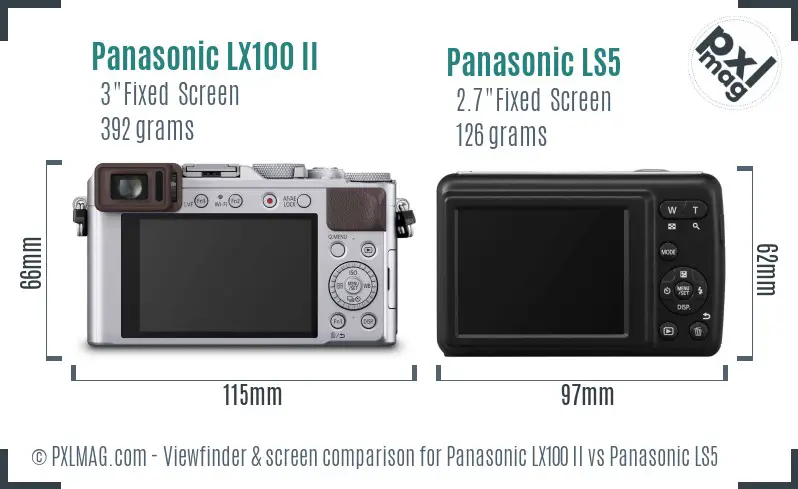 Panasonic LX100 II vs Panasonic LS5 Screen and Viewfinder comparison