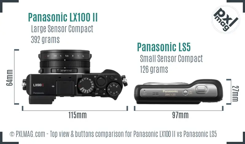 Panasonic LX100 II vs Panasonic LS5 top view buttons comparison