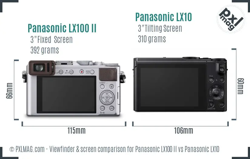 Panasonic LX100 II vs Panasonic LX10 Screen and Viewfinder comparison