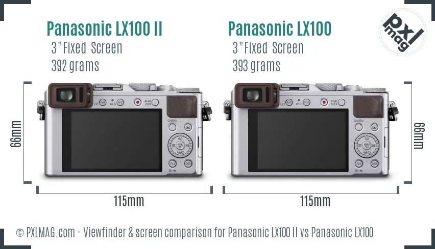 Panasonic LX100 II vs Panasonic LX100 Screen and Viewfinder comparison