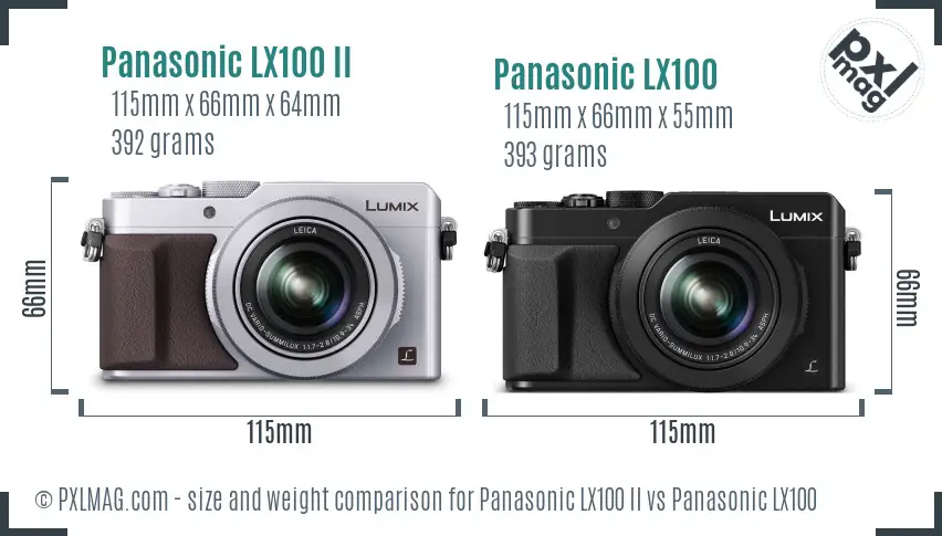 Panasonic LX100 II vs Panasonic LX100 size comparison