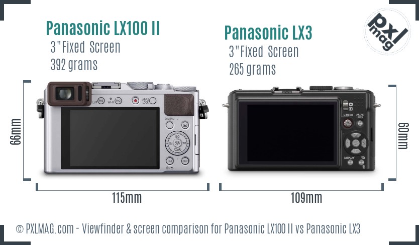 Panasonic LX100 II vs Panasonic LX3 Screen and Viewfinder comparison