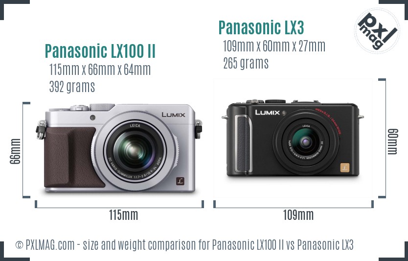 Panasonic LX100 II vs Panasonic LX3 size comparison