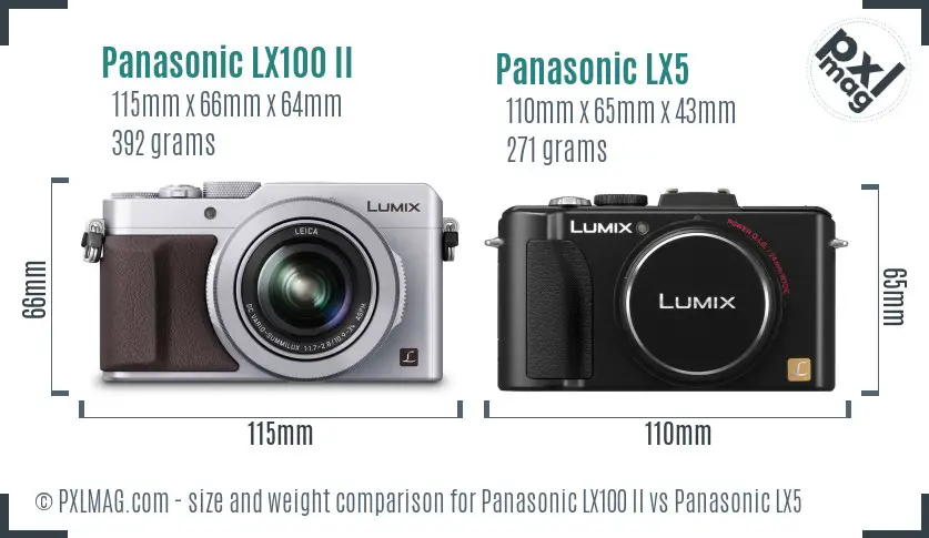 Panasonic LX100 II vs Panasonic LX5 size comparison