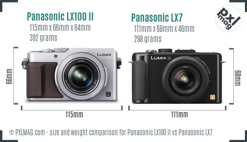 Panasonic LX100 II vs Panasonic LX7 size comparison