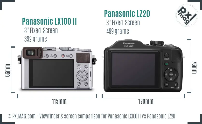 Panasonic LX100 II vs Panasonic LZ20 Screen and Viewfinder comparison