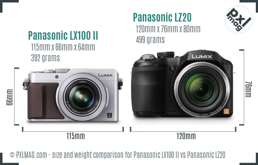 Panasonic LX100 II vs Panasonic LZ20 size comparison